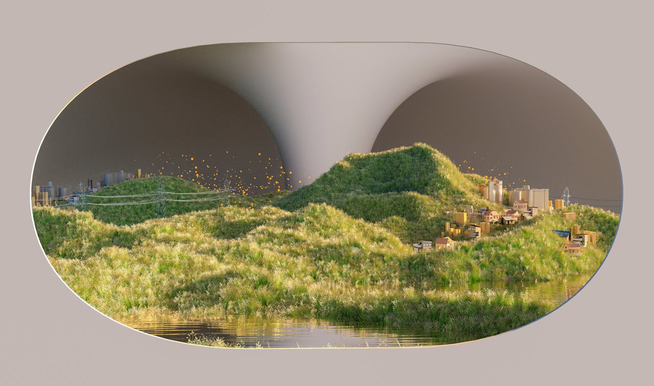 our-services-1 Surreal AI-rendered landscape blending nature with modern city elements.